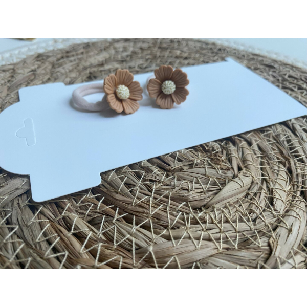 Haarelastiek - bloem bruin