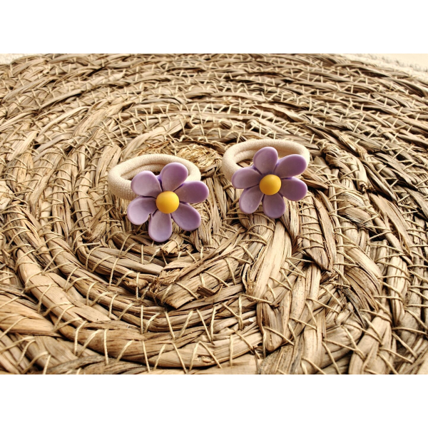 Haar elastiek - bloem paars