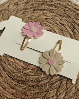 Klikklak haarspeldje - Flower Roze Beige