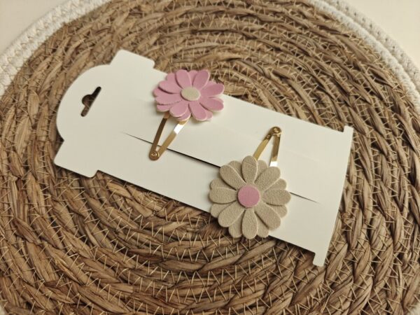 Klikklak haarspeldje - Flower Roze Beige
